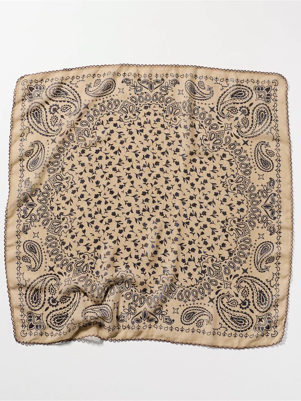 Anthropologie Paisley Bandana Scarf Beige and Black